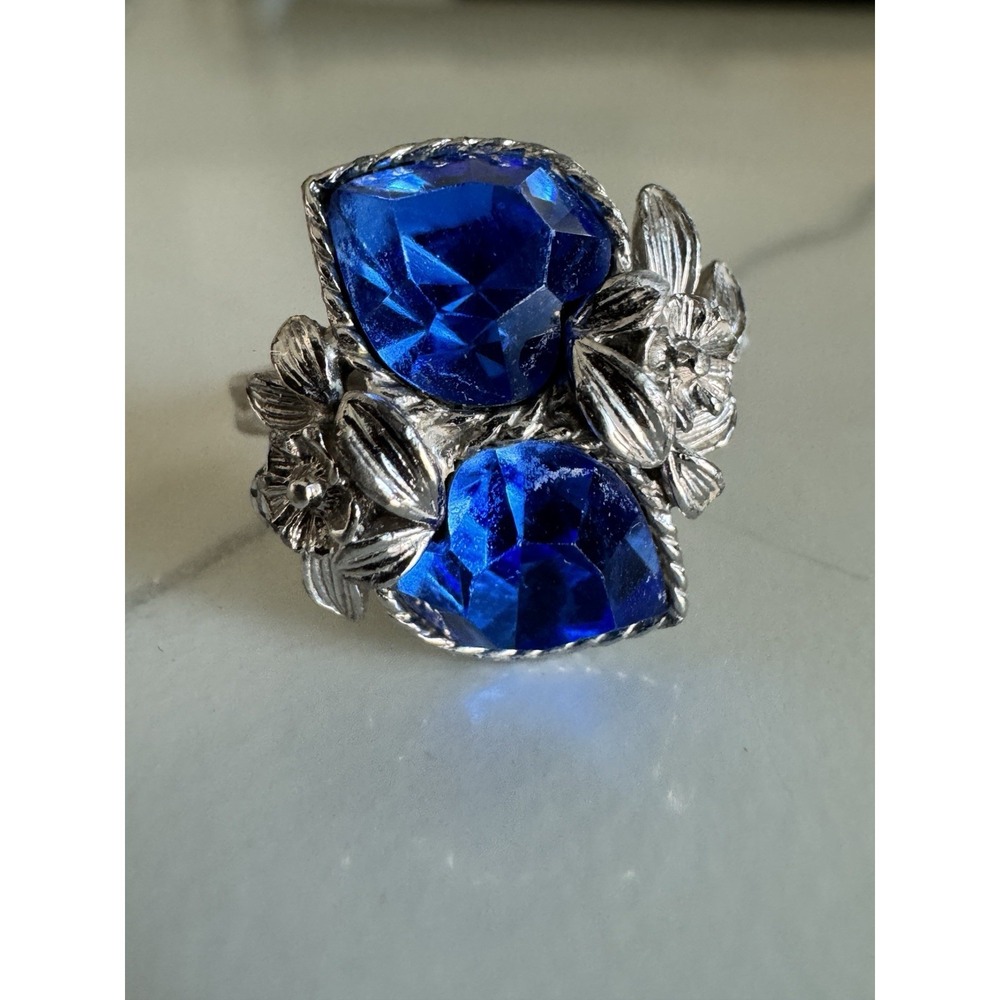1972‎ Sarah Coventry Love Story  Blue Silver Tone Heart Adjustable